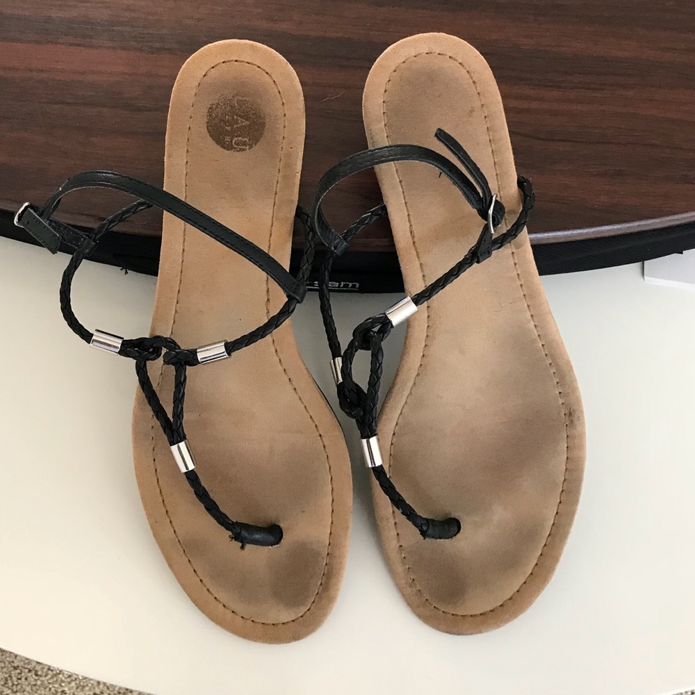 Ralph Lauren sandals black flats 9B